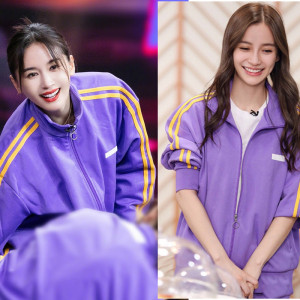 快乐大本营王子文baby同款紫色运动服套装韩版立领拉链休闲上衣潮