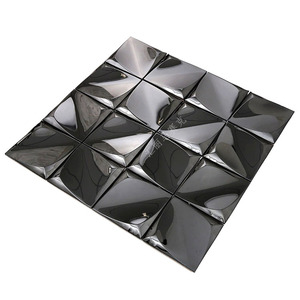 3d立体黑色不锈钢手工砖马赛克瓷砖咖啡厅酒吧客厅洗手间背景墙