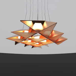 现代轻奢创意设计几何折纸金属镂空吊灯客厅餐厅手工镶嵌图案吊灯