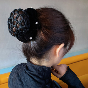 发网女职业盘头发隐形网兜套丸子头神器黑色头花饰品