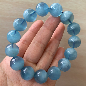 天然巴西溏心海蓝宝手链男女款润蓝宝蓝色单圈星空蓝水晶饰品礼物