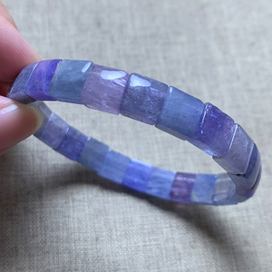天然彩色坦桑石手排女海洋之心紫蓝水晶坦桑尼亚宝石单圈饰品礼物