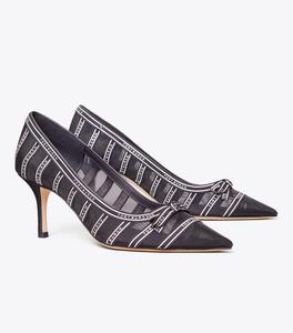 【经典】荆小乖代购女鞋tory burch条纹尖头6.5厘米高跟鞋59562