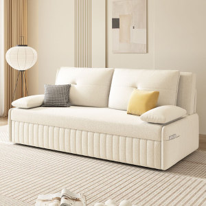 奶油风沙发床折叠两用小户型客厅带储物推拉2023年新款科技布沙发