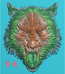 00同款货源dayanpidezhu淘宝精雕图 灰度图 浮雕图 狼头 狼王动物