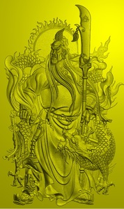 精雕图jdp浮雕图artcam灰度图bmp玉雕图木雕图挂件 关公龙j0155