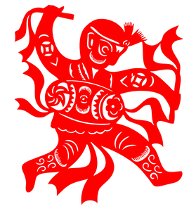 fd80安塞腰鼓 陕西特色风情剪纸画剪纸作品中国特色刻纸成品