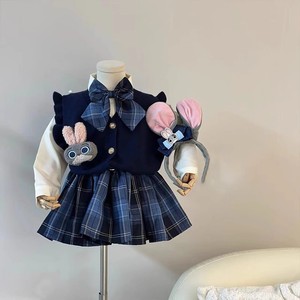 女童朱迪兔子警官JK套装24年春季新品儿童小女孩学院风针织四件套