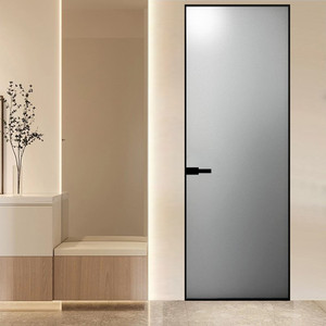 极简窄边框门超白油砂钢化玻璃卫生间平开门隐框无框玻璃门