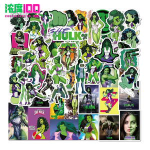 52张绿巨人女浩克She-Hulk卡通贴纸笔记本电脑手机行李箱防水贴画