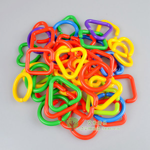 几何扣环积木幼儿园儿童拼插积木桌面连接塑料积木建构玩具包邮