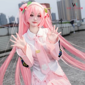 玩界の初音未来樱cos服初音MIKU公式服cosplay角色扮演JK粉色套装