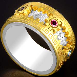 400人付款淘宝黄金六字真言戒指3d硬足金999大明咒转运珠戒子情侣纯金