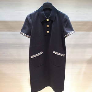 正品哥弟新款女装2022年夏季休闲polo领短袖宽松小香风连衣裙女