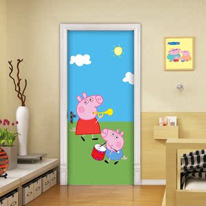 门贴纸木门翻新创意自粘防水贴画幼儿园装饰衣柜卧室门贴纸墙贴纸