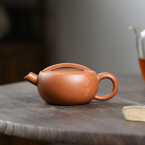 宜兴紫砂精品半壶手工茶壶大口汉瓦降坡泥球孔一片瓦150ml