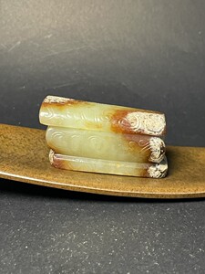 和田玉玉棺材玉件,升官发财,器型美观,雕刻如意纹,刀功老道