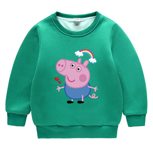 小猪佩奇乔治图案衣服童装儿童加绒加厚卫衣冬装男童女童保暖上衣