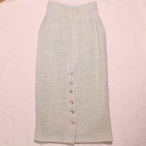 馆藏级 法国制 CH@NEL 日本中古 羊毛线编织 银线鳞片半身鱼尾裙