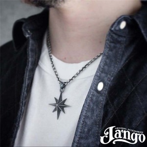 jango日本匠人手工硫化做旧8芒星星光925银吊坠潮人项链饰品