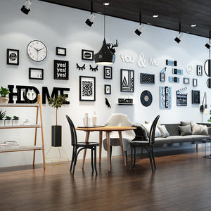 大尺寸墙面装饰背景墙北欧照片墙现代简约相框组合创意工作室店面