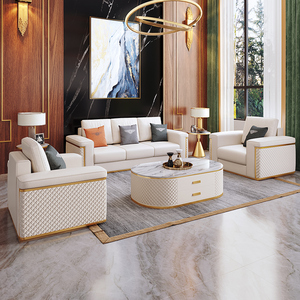 现代简约轻奢意美式别墅客厅sofa2024年新款皮艺真皮沙发123组合