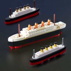 迷你泰坦尼克号游轮船模型兼容高MOC小颗粒积木儿童益智DIY玩具