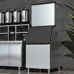 安雪商用大型奶茶店酒吧方冰块机分体月牙冰制冰机200kg300公斤级