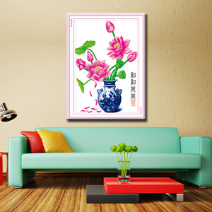 新款绣好的手工十字绣成品和和美美青花瓶现货客厅卧室花瓶装饰画