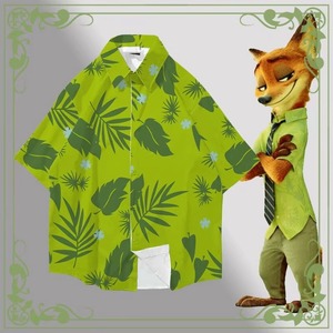 尼克狐衬衣服疯狂动物城上衣儿童绿色衬衫狐狸背心短袖短裤t恤衫