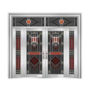 304不锈钢防盗门 进户别墅庭院 入户通风农村大门 四开子母门