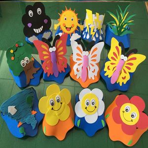 三只蝴蝶表演道具儿童节花蓝舞台剧花朵表演游戏道具故事教具头饰