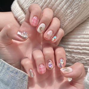 萤火虫手工指甲贴片 yk2可爱芭比少女心美甲成品可穿戴式光疗甲片