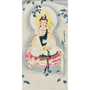陈亚平南无观世音菩萨纯手绘工笔人物画观音菩萨图佛像玄关装饰画