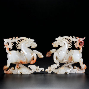 000人付款淘宝商代战国古老和田玉马踏飞燕一对传世