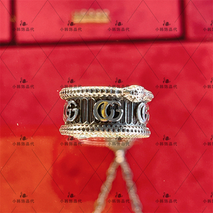 正品gucci古驰酷奇戒指灵蛇双g复古925纯银男女情侣对戒节日礼物