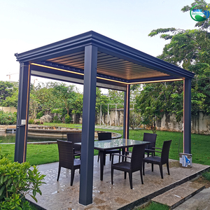 铝合金百叶凉亭户外别墅庭院露台遮阳帘简约现代电动翻转四角亭子