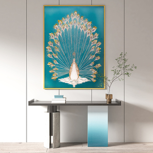 珐琅彩手工掐丝现代简约轻奢客厅玄关餐厅过道挂画孔雀开屏装饰画