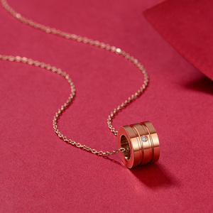 cgc中银金行珠宝经典款钻石小蛮腰项链钛钢钻石项链送女友礼物