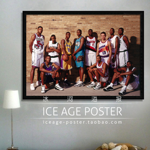 科比 纳什 96黄金一代 NBA全明星海报 装饰画餐厅篮球馆 酒吧挂画