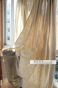 外贸亚麻窗帘定制成品特价遮光落地卧室阳台简约现代单层挂钩窗帘
