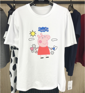 新颖哥弟特2018夏装新款正品国内代购卡通印花小猪佩奇短袖t恤