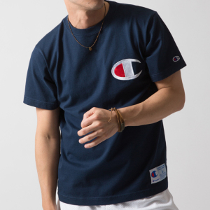 潮欢喜 日版冠军 champion 大c刺绣logo短袖 男女情侣款短袖t恤