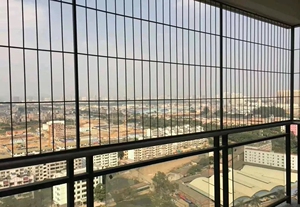 正品海利304实心管6里-8里不锈钢隐形防盗网封阳台护栏,假一赔十