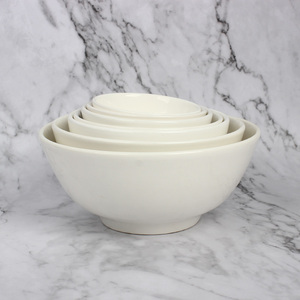 纯白陶瓷碗直口碗罗汉碗酒店饭店餐厅用汤碗米饭碗圆形家用早餐碗