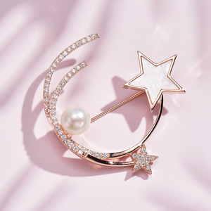 新款星星胸针女ins个性毛衣别针扣高档珍珠大衣西装胸花固定衣服