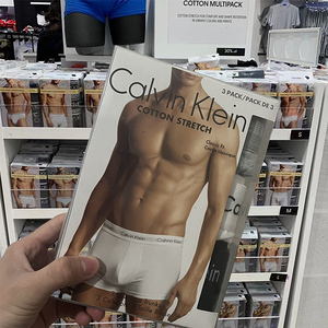 代购Calvin Klein男士CK内裤纯棉四角裤低腰透气抑菌本命年大红色