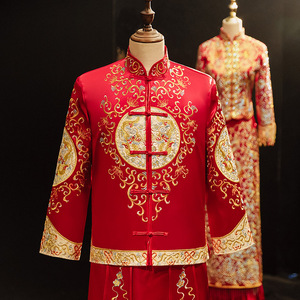 秀禾服男2022新款中式新郎服婚礼大码唐装结婚敬酒礼服接亲服男士