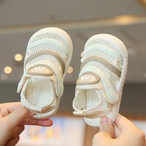 夏季宝宝凉鞋包头网面沙滩鞋男女幼童毛毛虫学步鞋防滑软底婴儿鞋