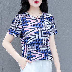 碎花短袖t恤女2022夏季新款修身显瘦百搭花色体恤小碎花上衣小衫